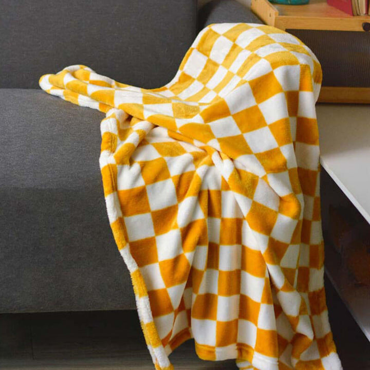 Chequered flannel pet blanket featuring its robust stitching and durable design for long-term use