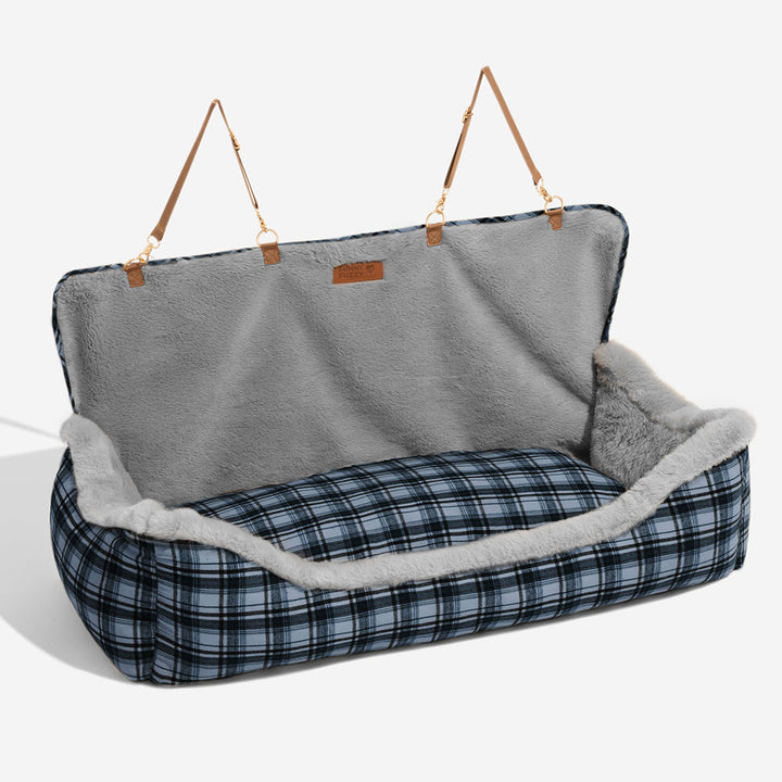 Brown pet booster seat, ensuring dog safety and a comfortable travel experience.