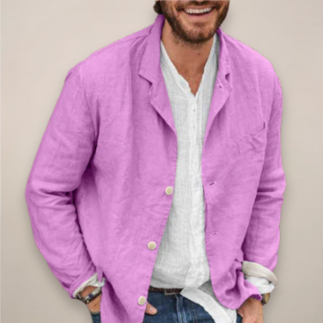 Men's relaxed fit blazer jacket in a modern cut. Comfortable casual outerwear for smart everyday fashion.