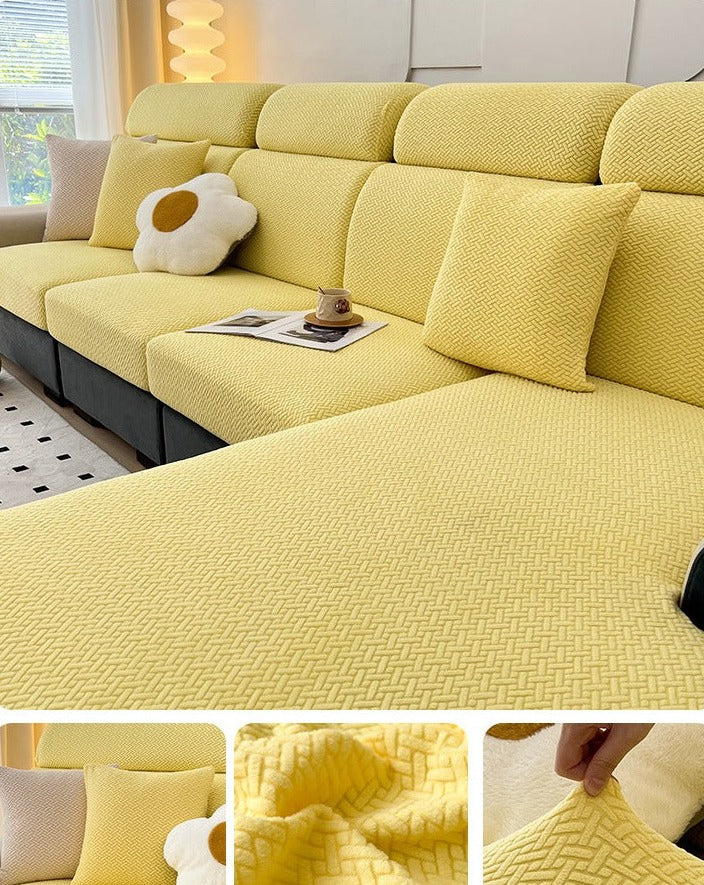 Yellow modern sofa slipcover, washable furniture protector for contemporary living room