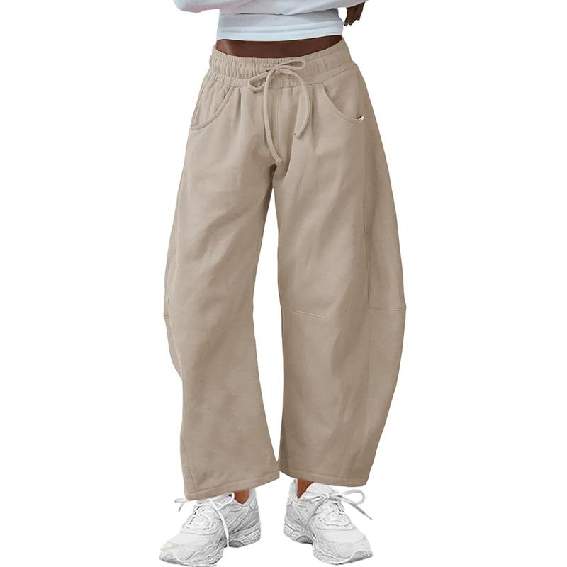 Stylish barrel-leg women's pants with a relaxed fit for an effortlessly chic and modern look.