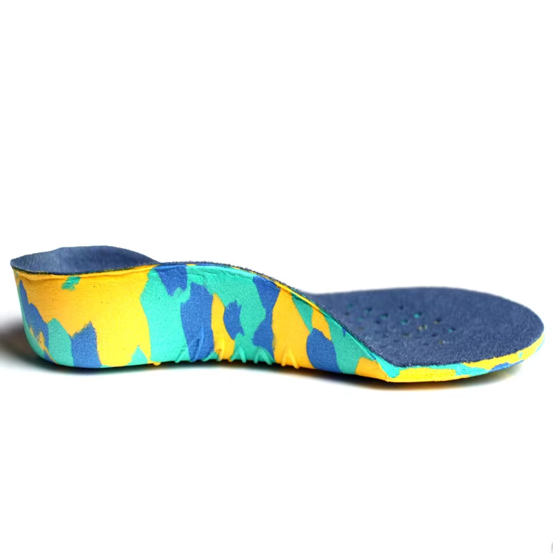 Kid's arch support inserts for flat feet & pronation relief, providing orthopedic comfort & stability in youth footwear.