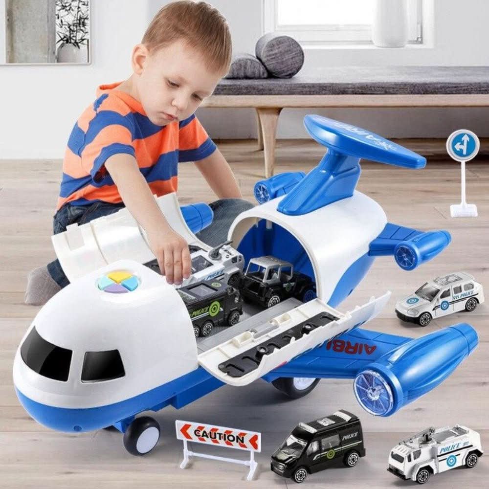 Imaginative kids' toy playset: adventure plane with multiple small vehicles for young explorers.