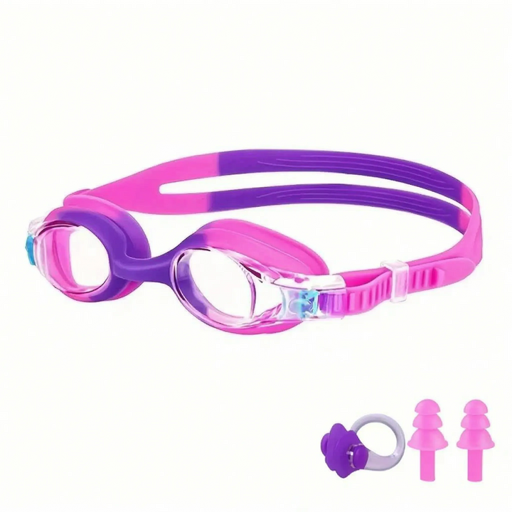 Sporty children's swim goggles with anti-fog technology, easy-adjust straps, & comfortable fit for youth.