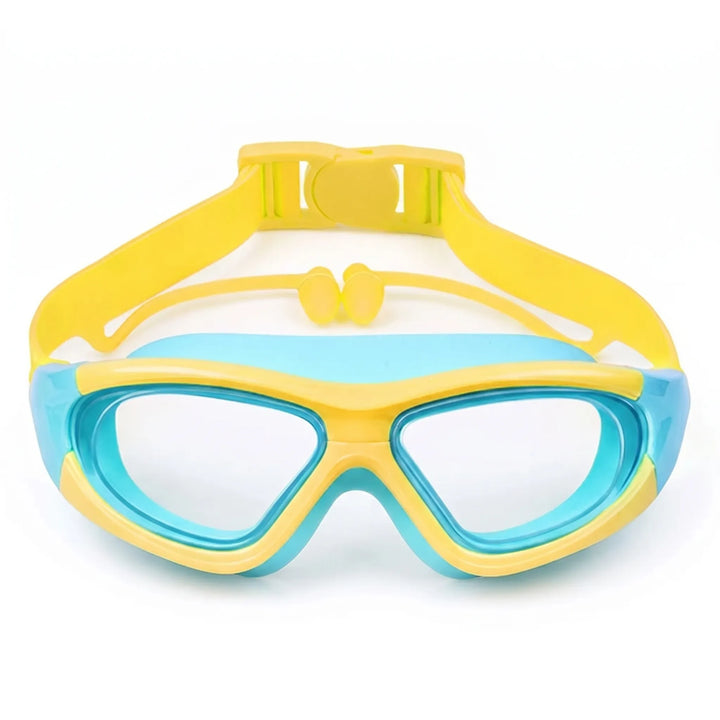 Clear vision & ear protection with anti-fog, UV protective kids' swim goggles, comfort fit & integrated earplugs.
