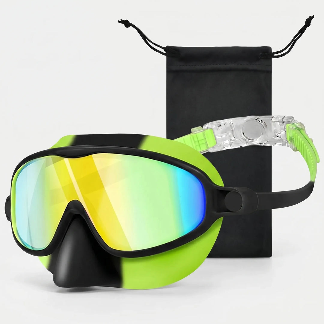 Children's leakproof swim mask, comfortable goggles with nose cover for young swimmers. Easy adjust.