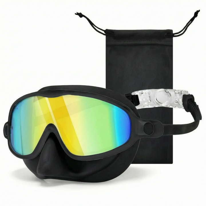 Easy-adjust kids swim mask, leakproof design & soft nose cover for ultimate comfort in water sports.
