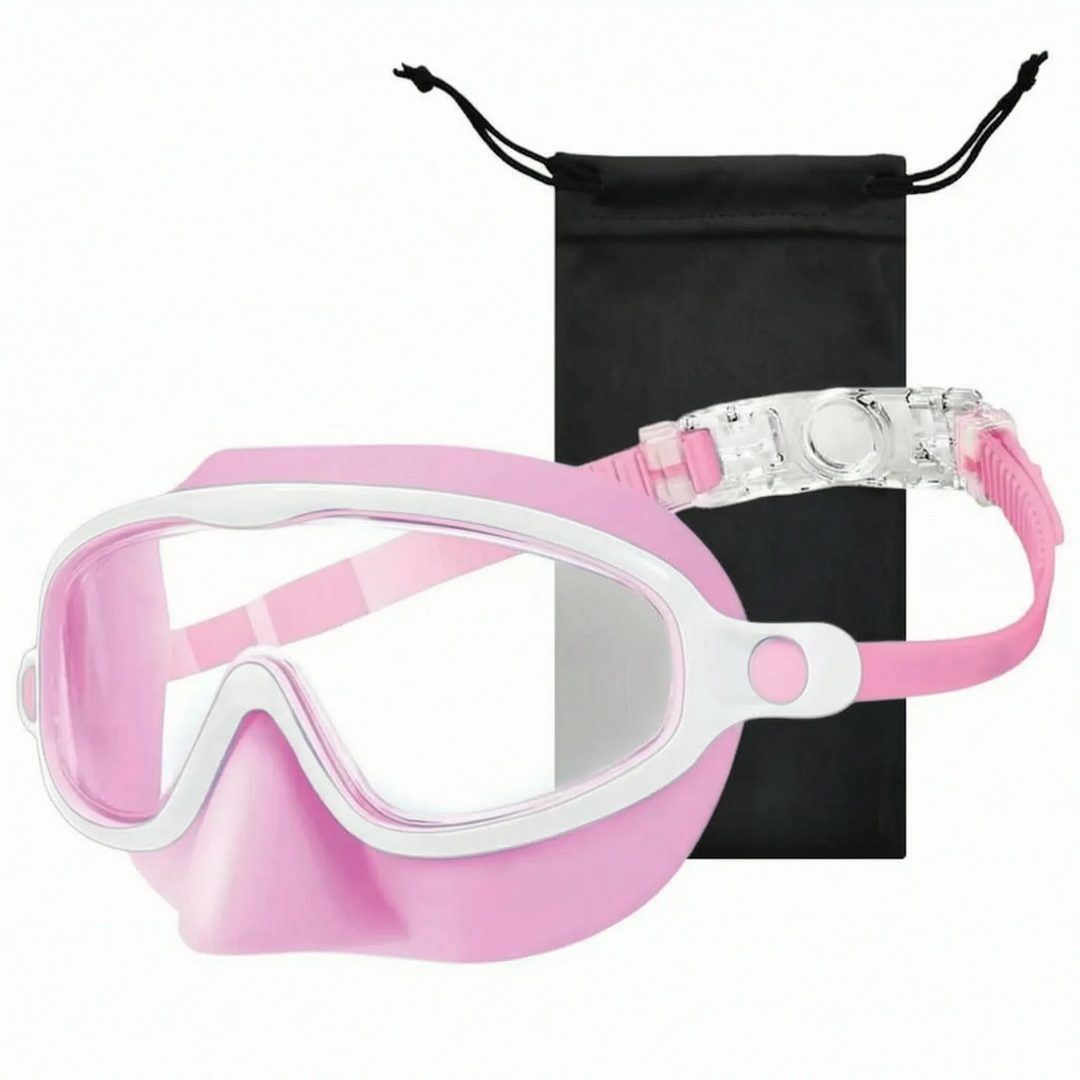 Give kids confidence with this anti-leak swim mask, integrated nose cover, wide view for fun swimming.
