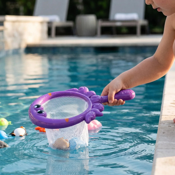Kids' bathtime fishing game with floating sea creatures & magnetic rod. Fun toddler water toy for sensory play.