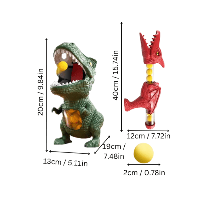Dinosaur shooting game with a vibrant target and foam blaster, ideal for kids' indoor & outdoor fun.