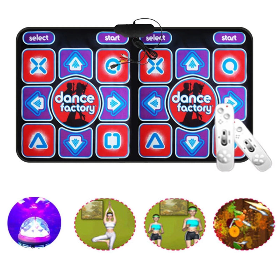Double dance mat for kids with remote. Engaging gaming & fitness toy for active indoor play & music fun. Two players.