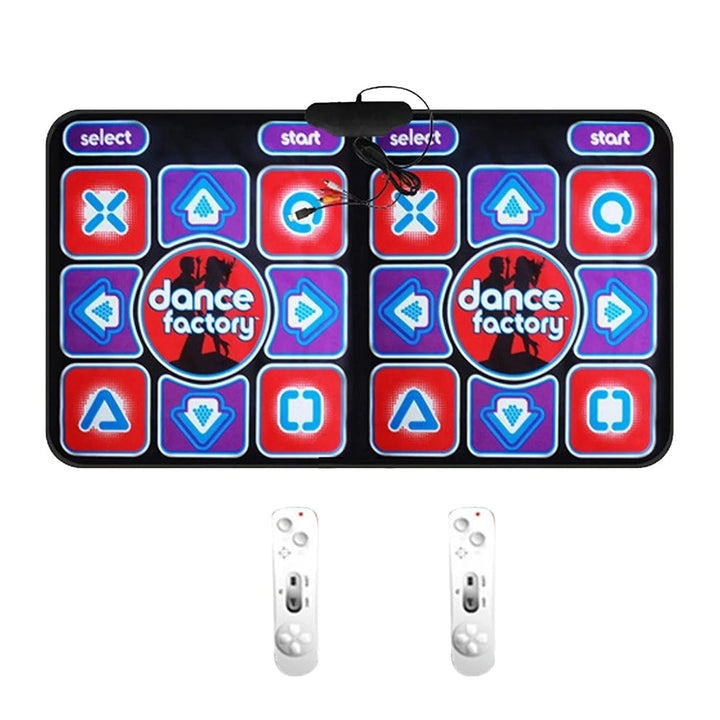 Interactive double dance mat for kids. Remote control fitness & music game for dual player indoor fun & activity.