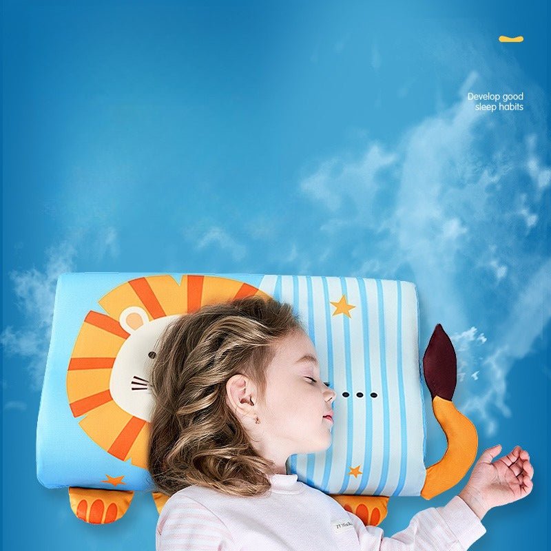 Child's breathable memory foam pillow with neck support, soft comfort.
