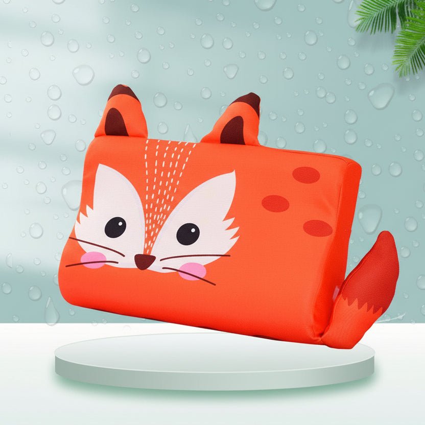 Memory foam animal pillow for child's neck comfort, promotes healthy posture.
