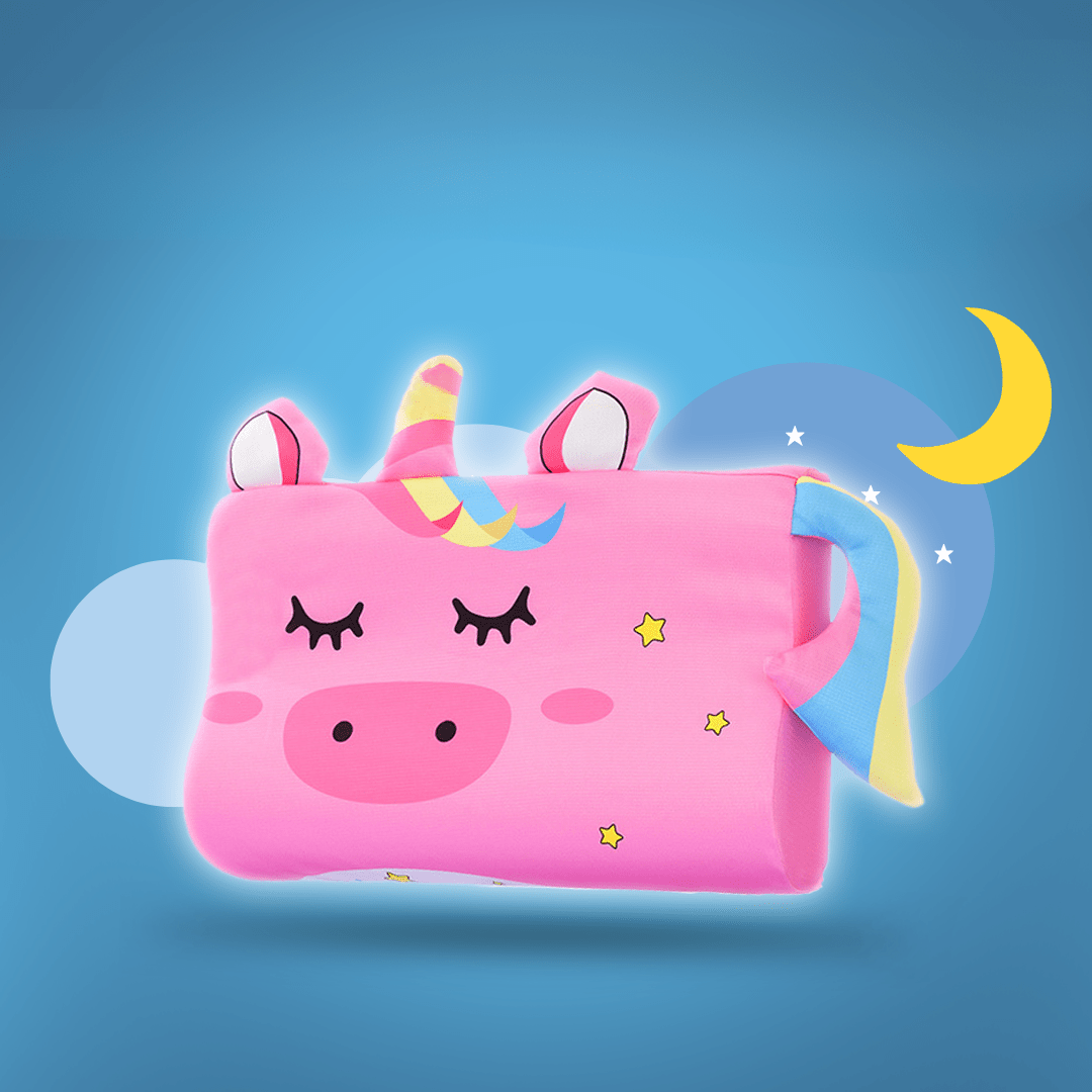 Child's ergonomic memory foam pillow, soft & breathable for comfortable sleep.