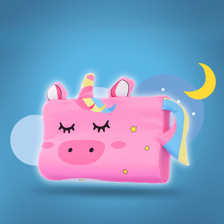 Child's ergonomic memory foam pillow, soft & breathable for comfortable sleep.