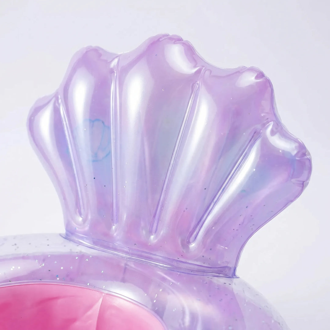 Detailed inflatable mermaid pool float with scales, an exciting summer swimming toy for children and toddlers.