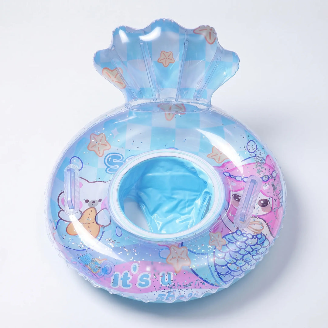 Safe & comfortable inflatable mermaid pool float for kids, ensuring summer water play and outdoor swimming fun.