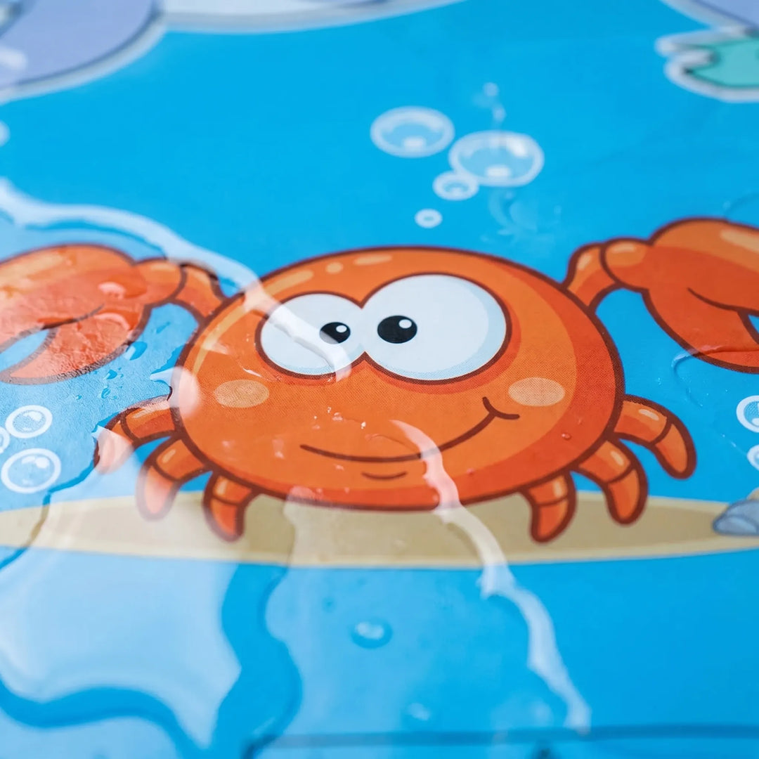 Easy setup inflatable sprinkler mat for kids' outdoor summer water play & backyard fun.