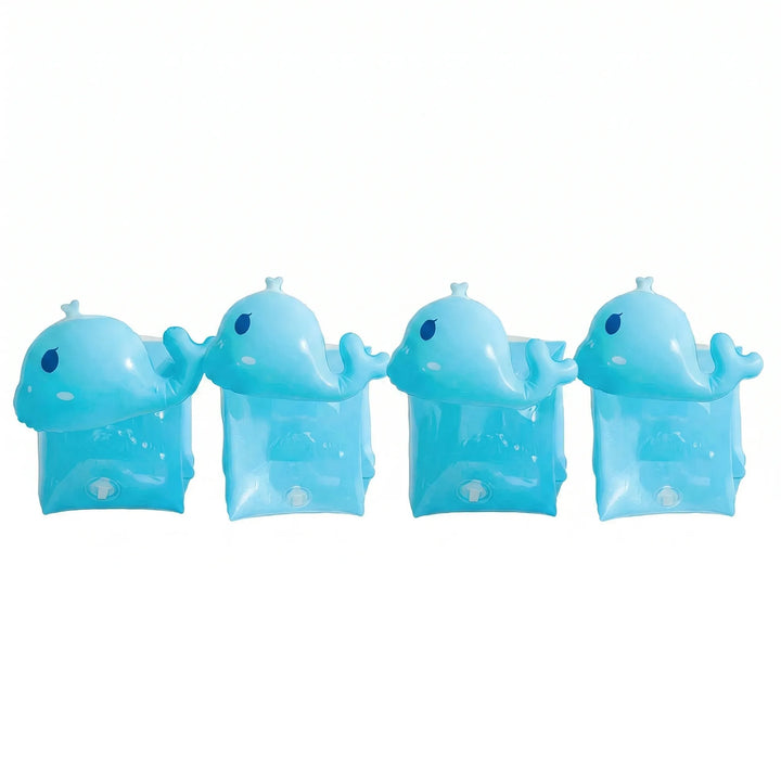 Inflatable swim armbands for kids, providing support for pool and beach swimming, summer fun.