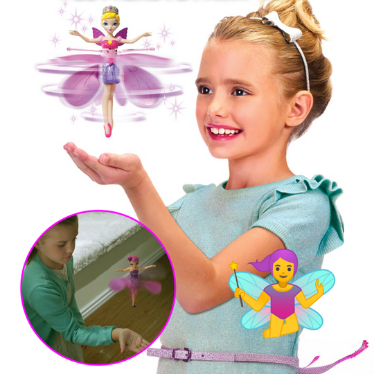 Magical flying princess doll with hand sensor control, rechargeable and fun indoor toy for girls.