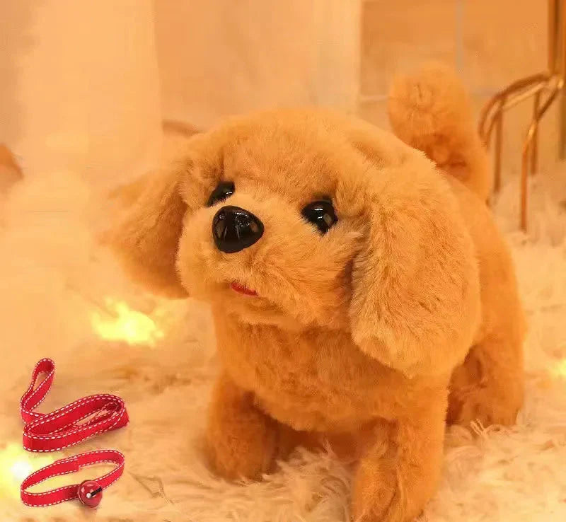 Detail shot of the battery compartment on an interactive walking puppy plush toy, educational and safe