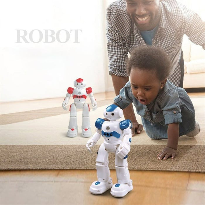 STEM learning robot toy, teaching kids programming basics via gesture control.