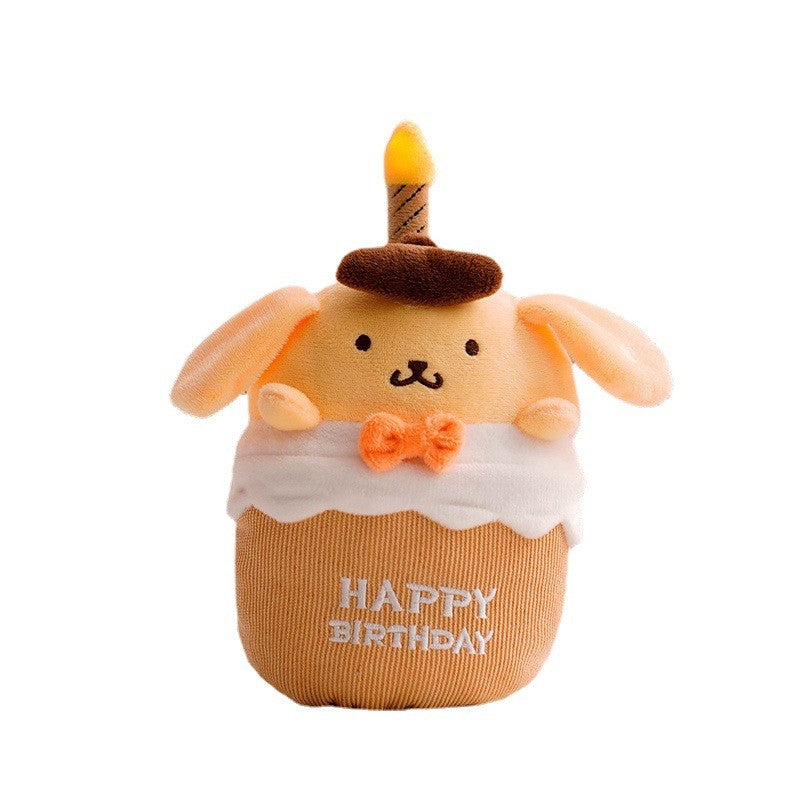 Cuddly musical birthday cake plush toy for kids, an interactive GlowCake with lights and festive sounds.
