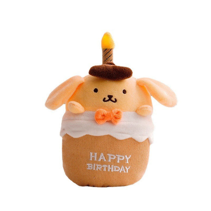 Cuddly musical birthday cake plush toy for kids, an interactive GlowCake with lights and festive sounds.