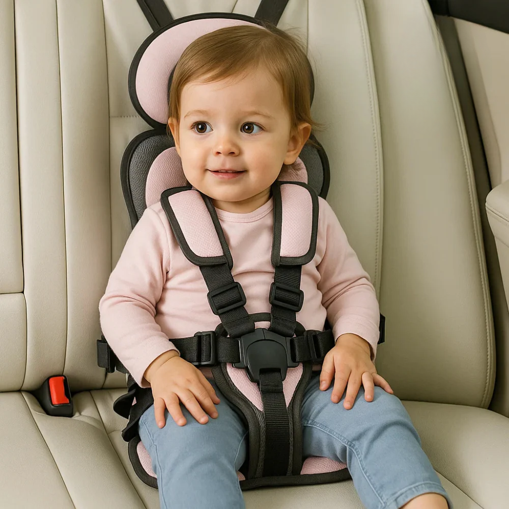 Lightweight portable car seat for kids. Travel harness for child safety and easy transportation.