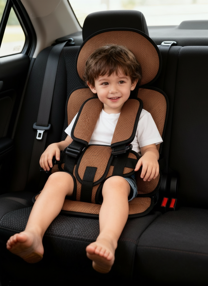 Child's compact car seat, a portable booster with a strong 5-point safety harness.