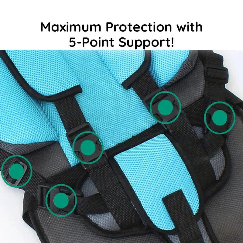 Portable car booster seat for kids, with a durable and easy-to-clean washable cover.
