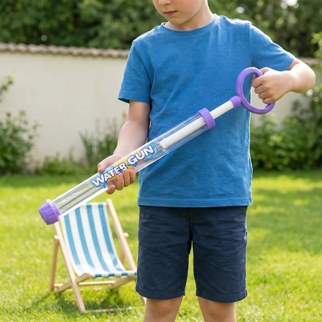 Kids' Pull-Action Water Gun Set: Colorful manual water blasters for exciting outdoor summer play.