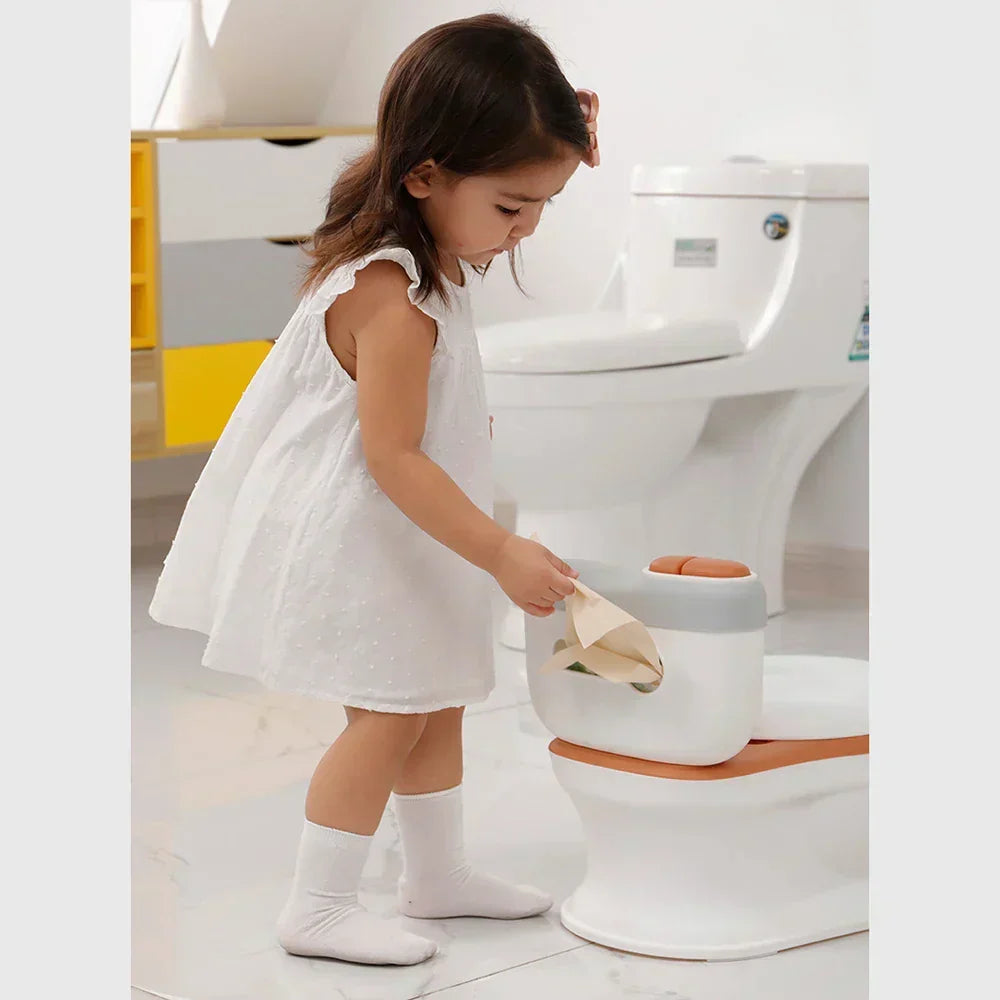 Realistic potty chair for toddlers, soft cushion, music, a great training aid for kids' bathroom setup.