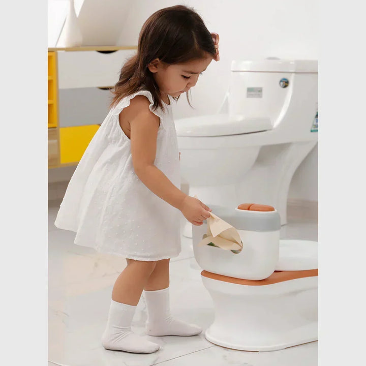 Realistic potty chair for toddlers, soft cushion, music, a great training aid for kids' bathroom setup.