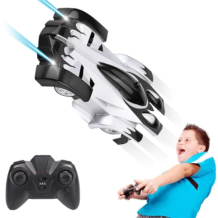 Gravity-defying RC climbing car, a fun electric stunt toy for kids.