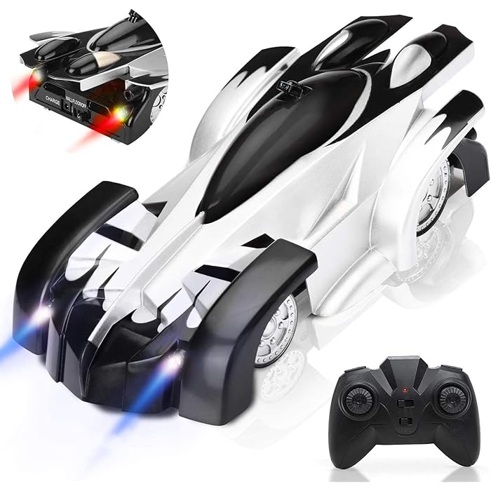 Laser-guided wall climbing stunt car, a rechargeable anti-gravity remote control toy for kids.