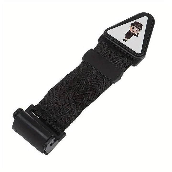 Kids' seat belt adjuster with triangle clip for safe and comfortable car travel.