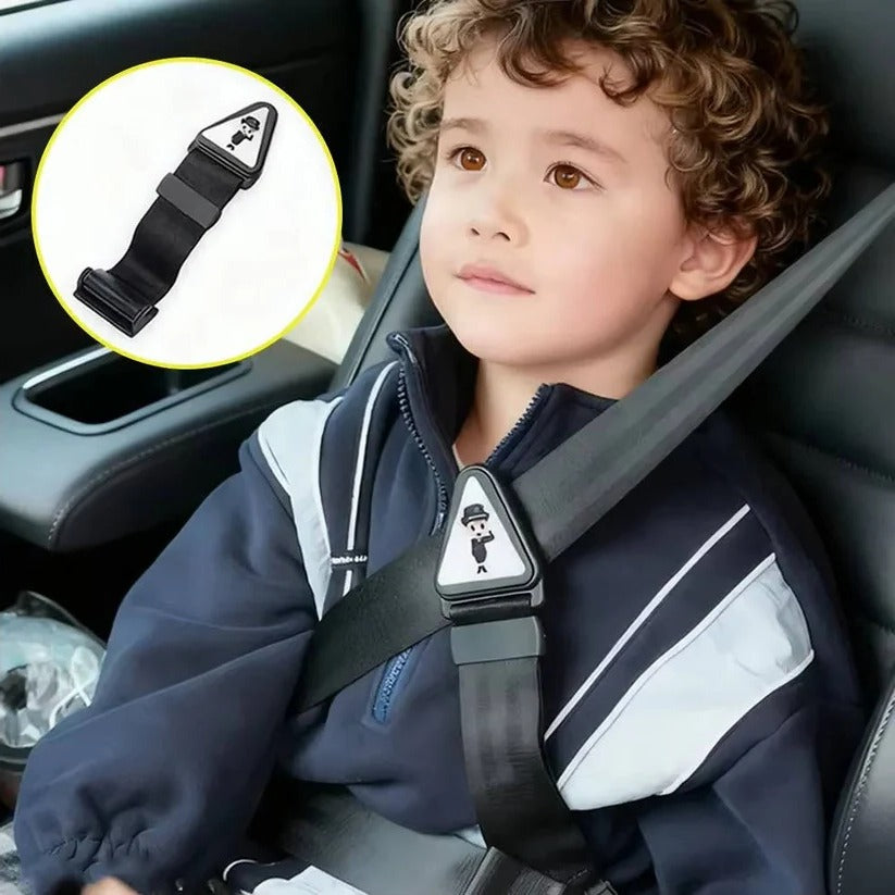 Adjustable kids' seat belt positioner for optimal child safety and comfort in vehicles.