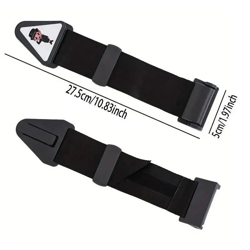 Kids' car seat belt adjuster with triangle clip, perfect for child safety & road trip comfort.