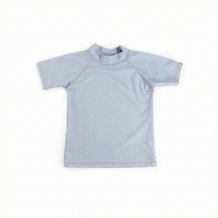 Children's short-sleeve rash guard swim top, UPF 50+ for excellent sun protection. Quick-dry.