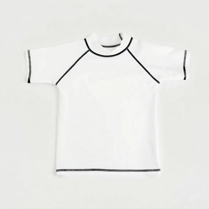 Kids' short-sleeve rash guard, UPF 50+ sun protection for beach days & pool fun. Summer essential.