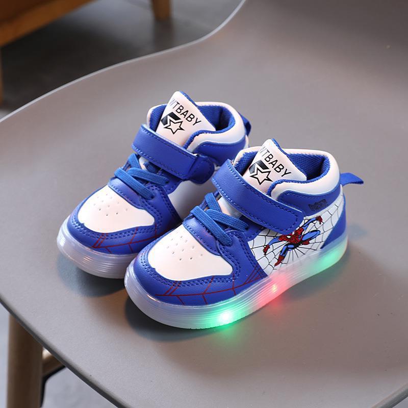 Kids' Spiderman shoes with cool light-up soles. Fun, comfortable adventure sneakers for boys & girls who love superheroes.