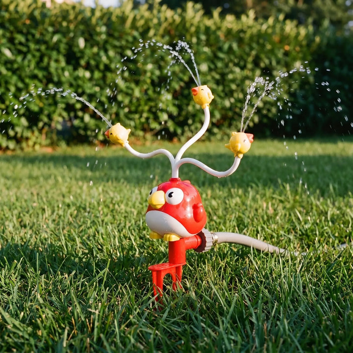 Dynamic lawn sprinkler for kids, featuring a spinning design for ultimate summer water play fun.