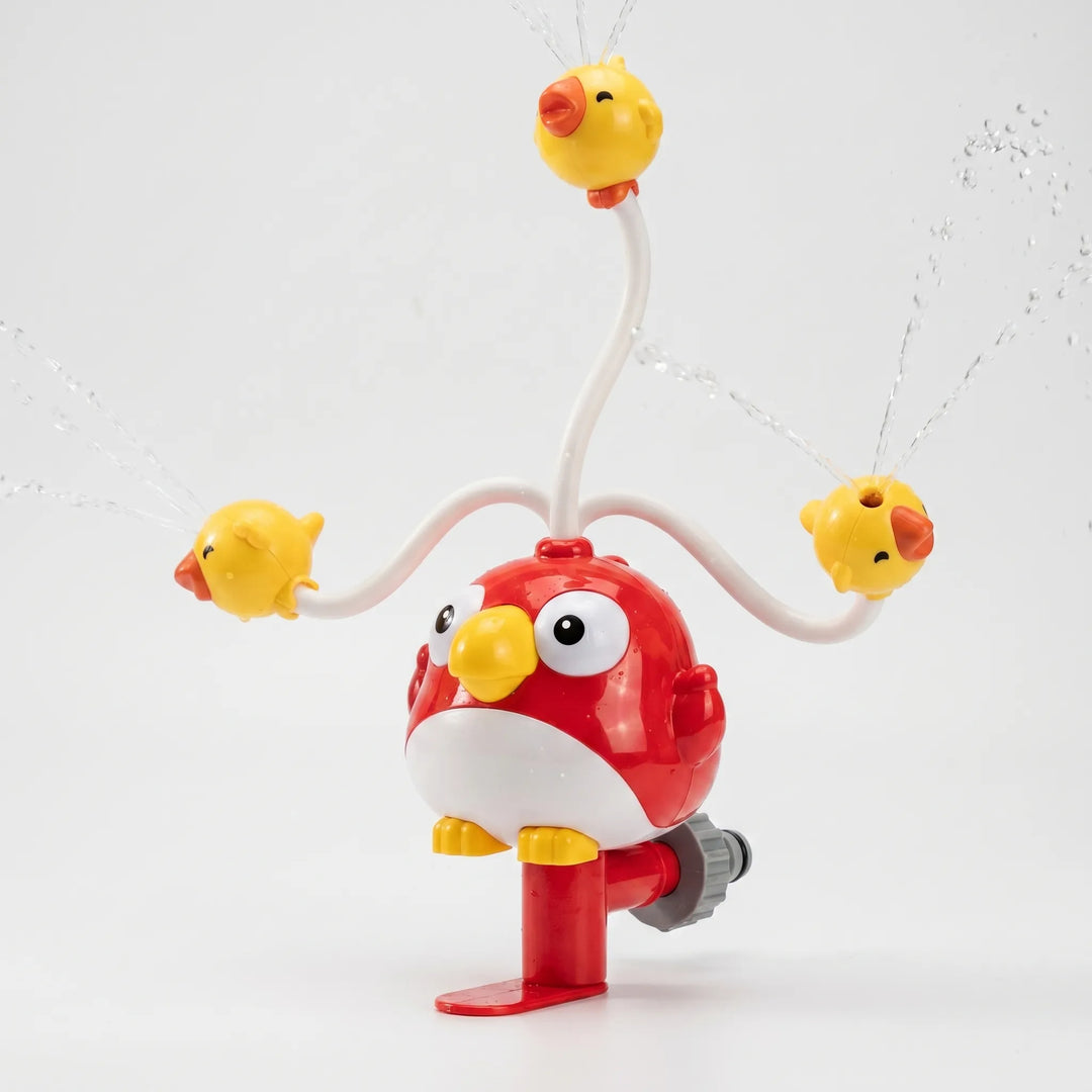 Backyard summer fun with a durable spinning water sprinkler, an essential outdoor play equipment.