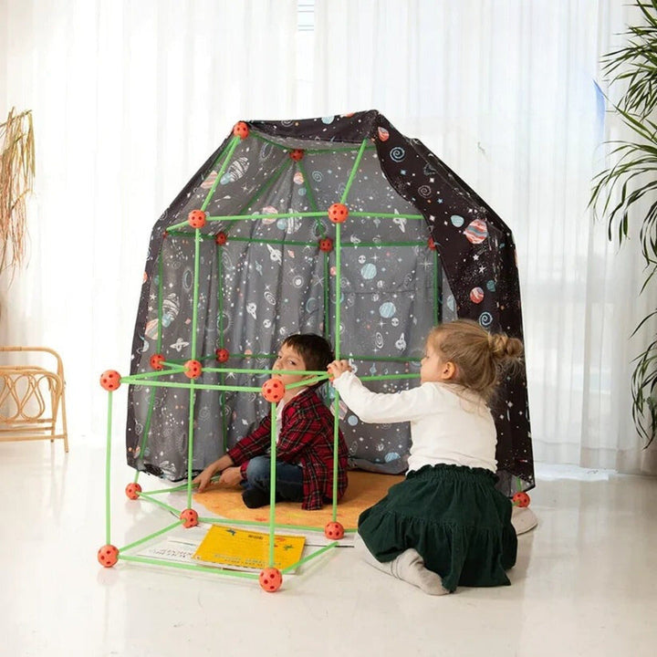 Educational STEM fort building kit for kids. Fosters creativity, problem-solving & construction skills.