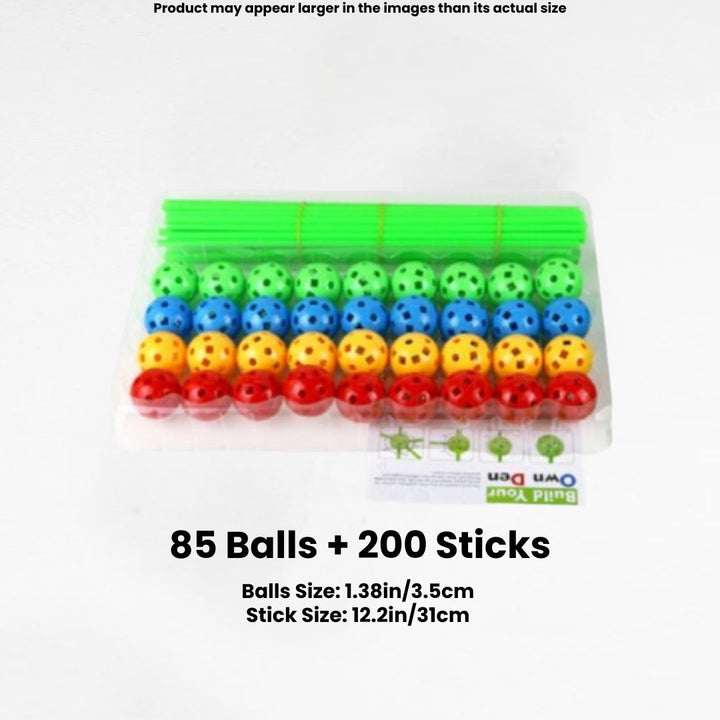 Colorful kids' fort building kit with rods & connectors for imaginative tent & play structures. DIY fun.