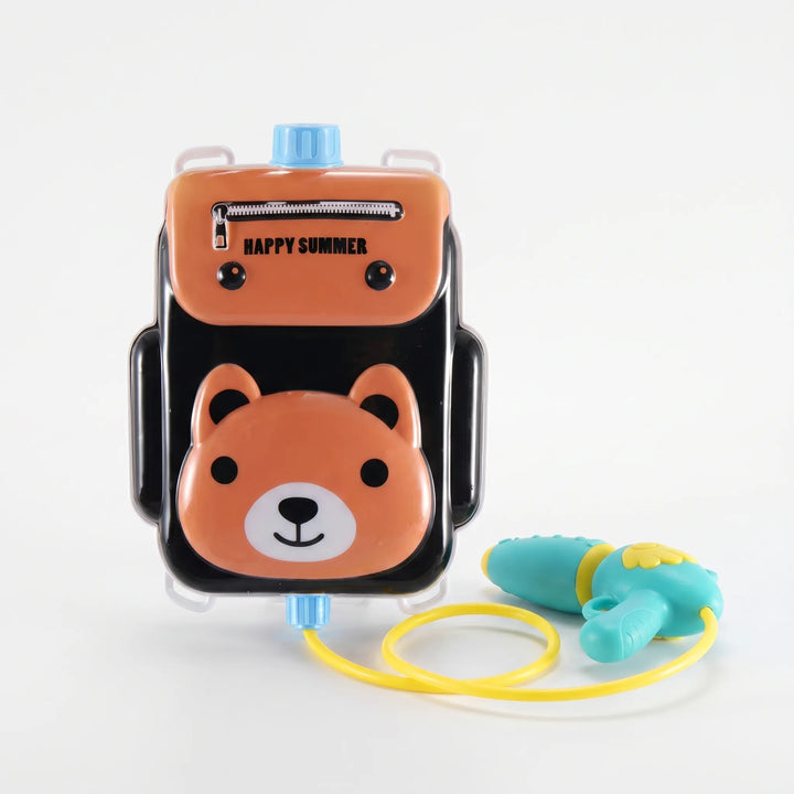 Summer fun: Kids' animal backpack water gun for outdoor play. Wearable water toy for children.