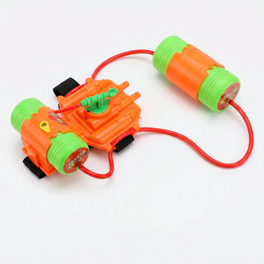 Hands-free kids' water blaster, perfect for active outdoor summer fun, beach toys, and pool play for children.