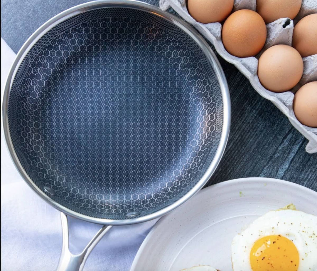 Sleek design stainless steel non-stick frying pan, a must-have for modern kitchen cooking.